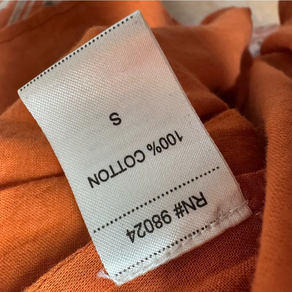 Love the Label Anthropologie Anthro Puff Short Sleeve Mini Dress Orange Small - Image 8