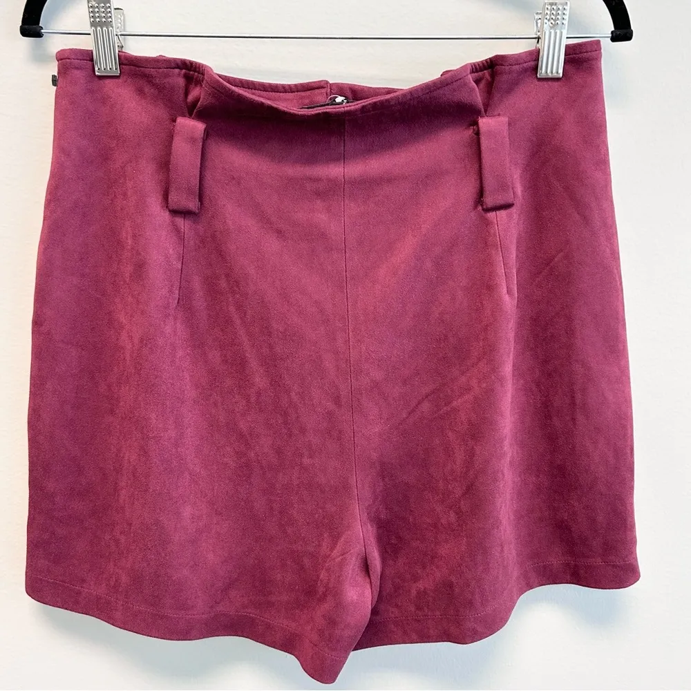 Naked Zebra Burgundy Faux Suede Paper Bag Shorts Medium - Image 2