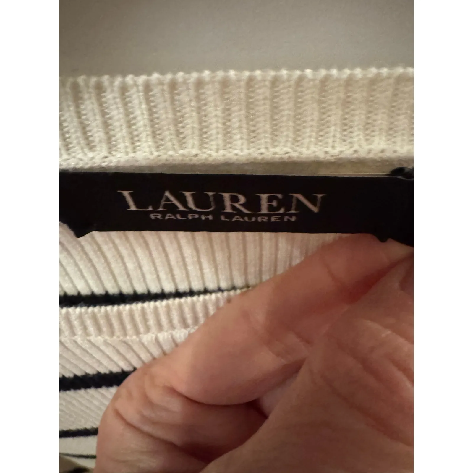 Lauren Ralph Lauren Striped Rib-Knit Crewneck Sweater size small - Image 5
