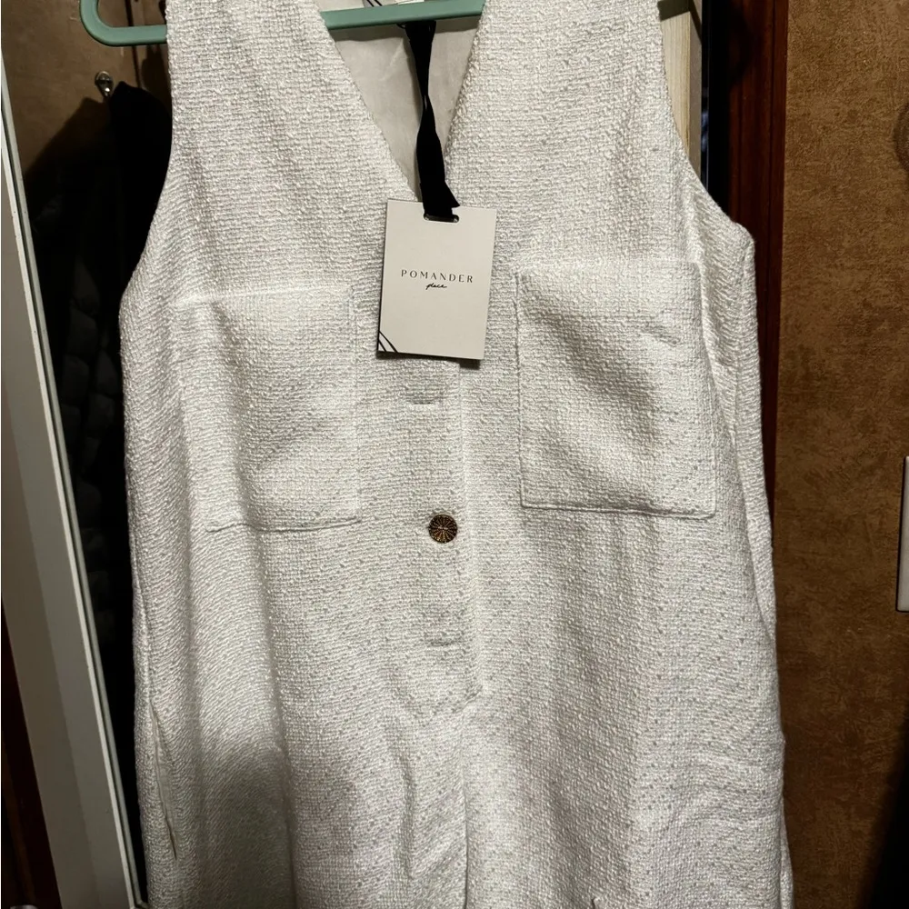 White Textured Myla Romper Size M - Image 4