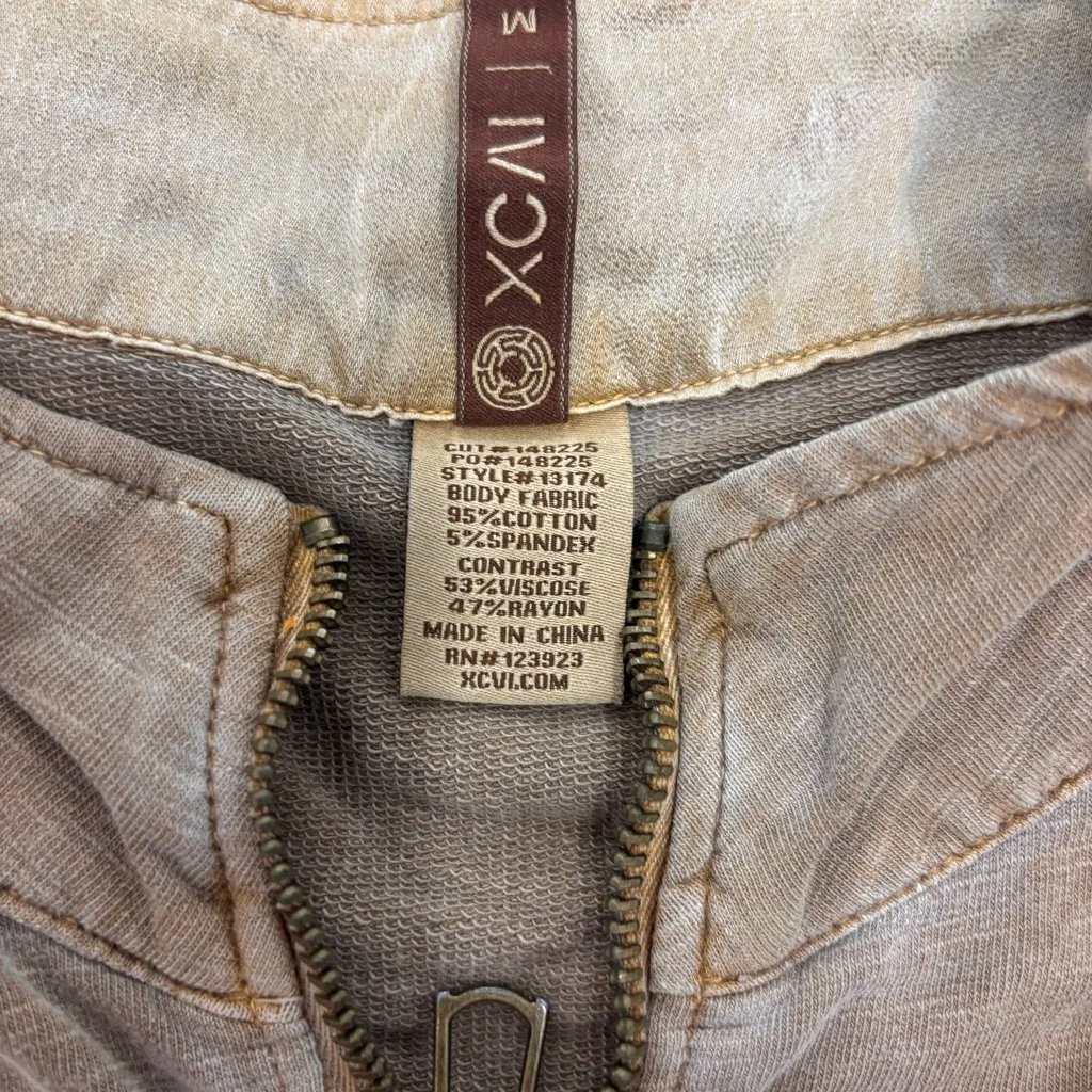 XCVI Zip Up Blazer Tan Womens Medium Boho Steampunk - Image 2