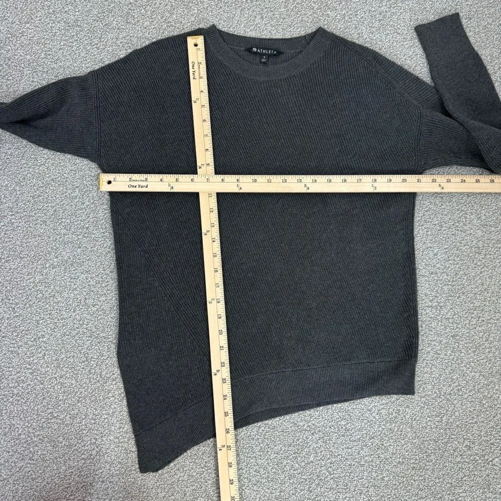 Athleta Rest Day Asymmetrical Ribbed Crew Neck Sweater Gray Small - Image 12