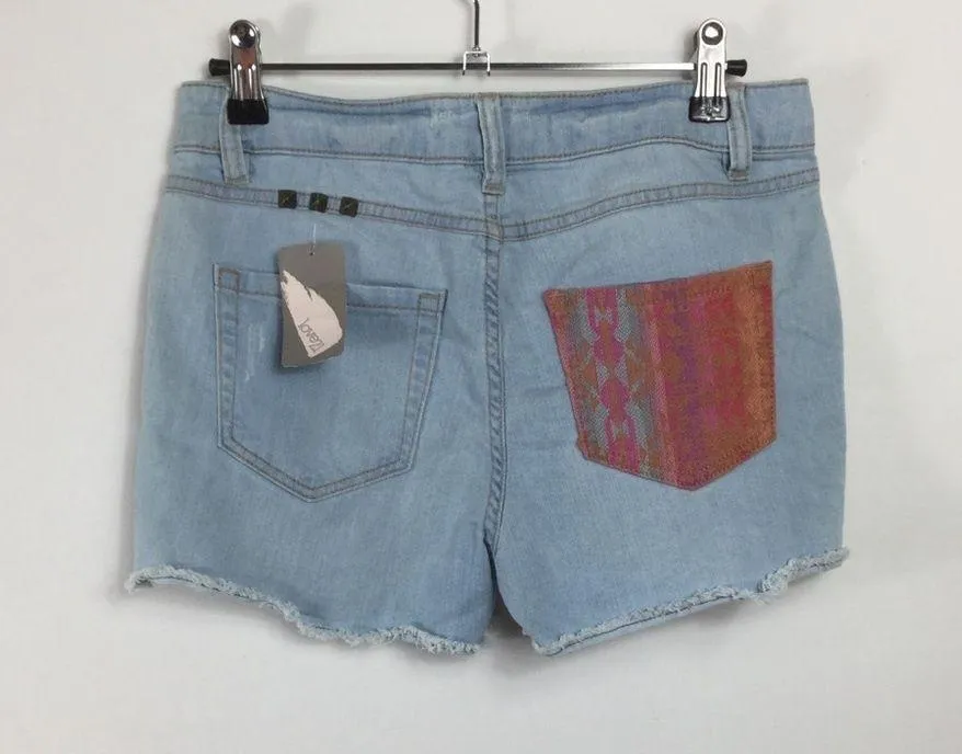 tribal print studded distressed raw hem Jeans - Image 6