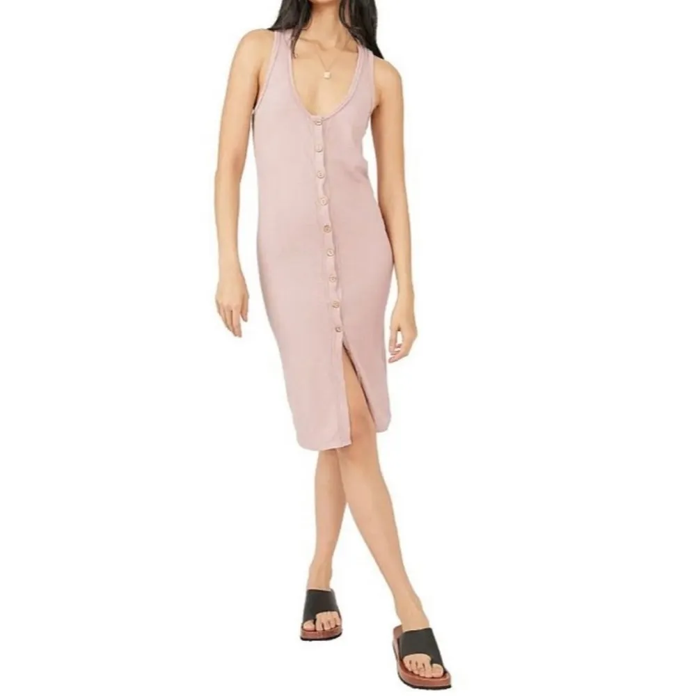Free People We The Free Gia Long Ribbed Vest / Dress Lilac Wine Pink Small NEW - Image 3