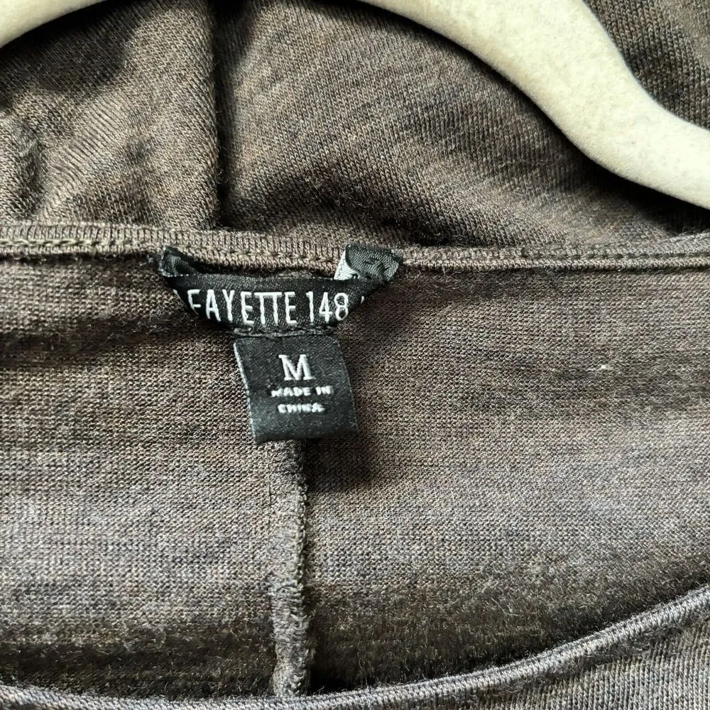 Lafayette 148 Top Womens Medium Brown Wool Blend Ruched Stretch Blouse - Image 7