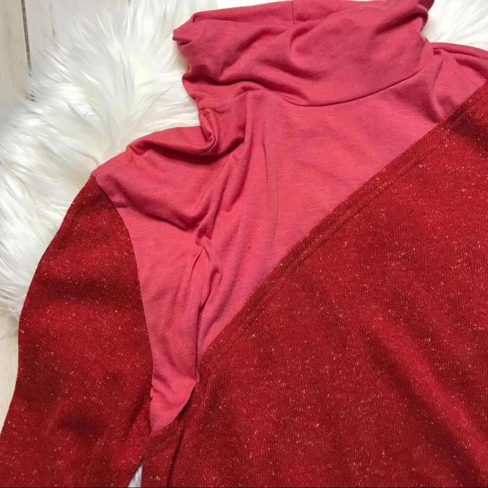 Lagenlook Pink & Red turtleneck Tunic Top Size M - Image 4