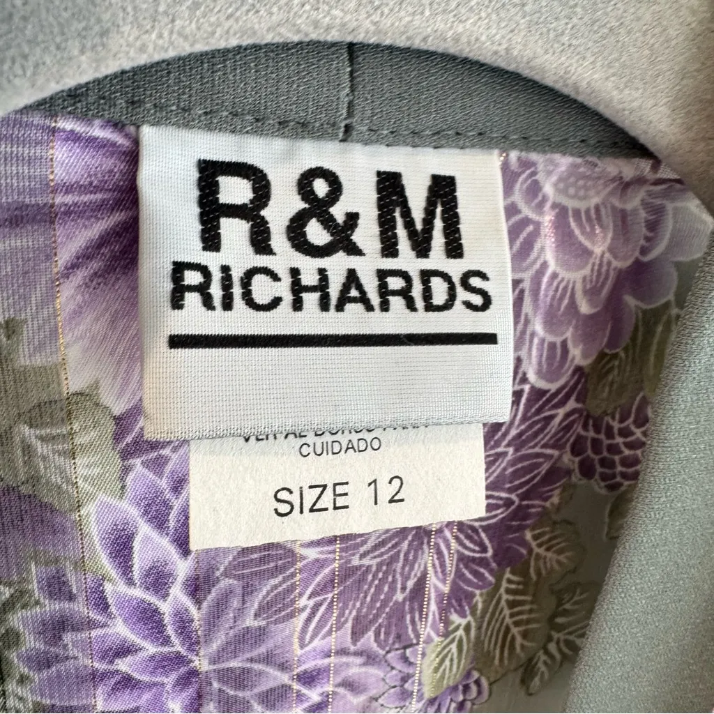 Vintage Deadstock NWT R&M Richards Sheer Floral Metallic Kimono Jacket Size 12 Green - Image 2