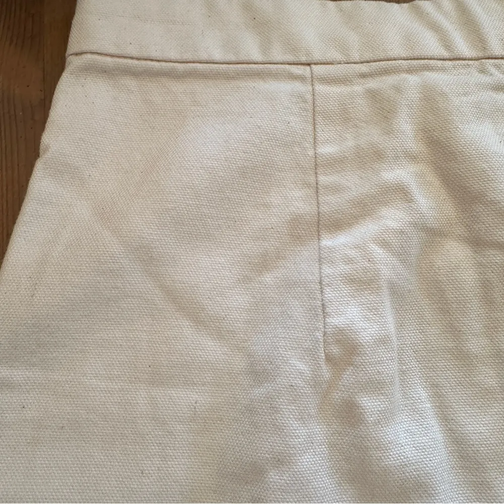 The Canvas Stamp Mini Skirt Cream Cotton Straight Zip Fly - Image 13