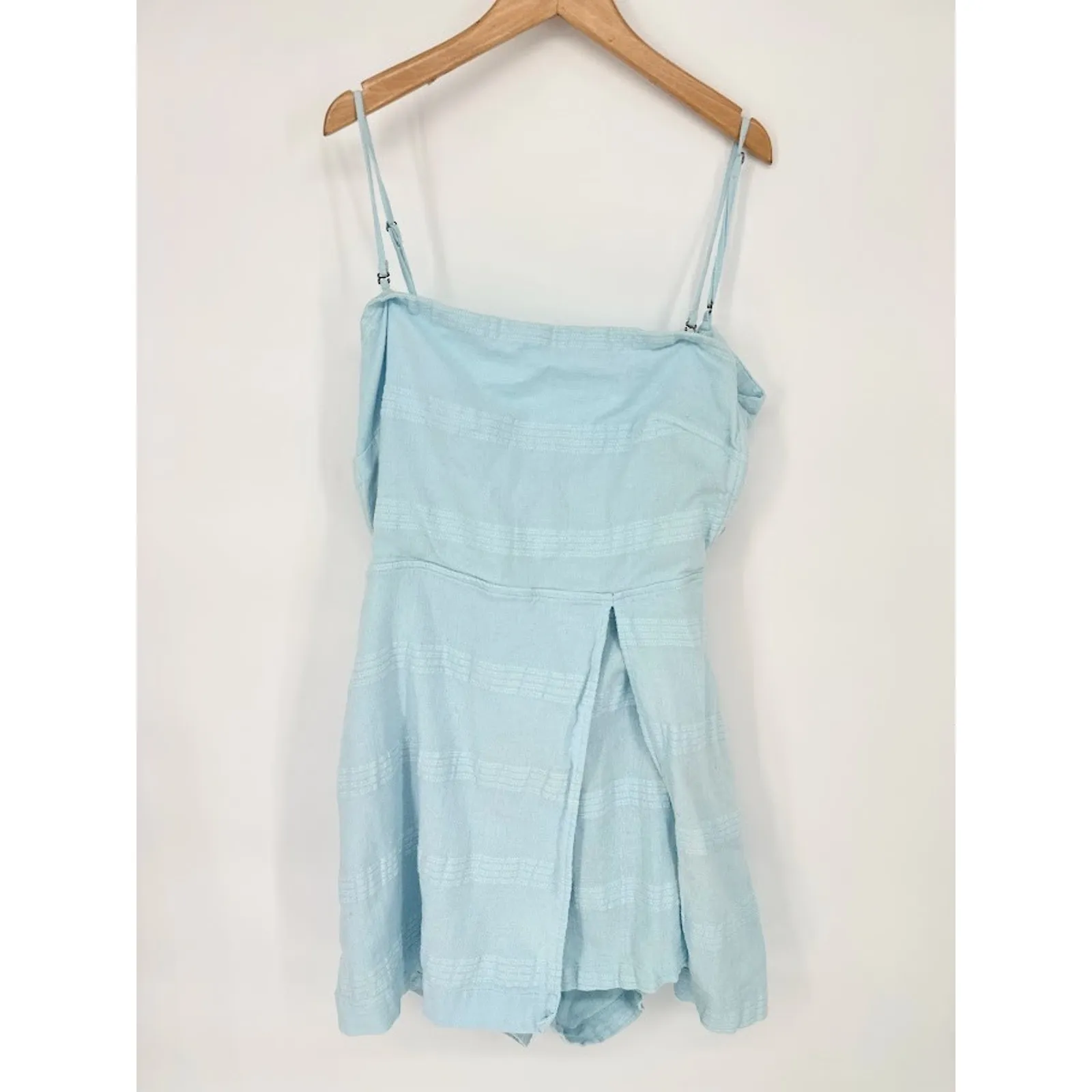 Free People Go Get Em Skort Dress Linen Romper Large Blue Coastal Beach Resort - Image 2