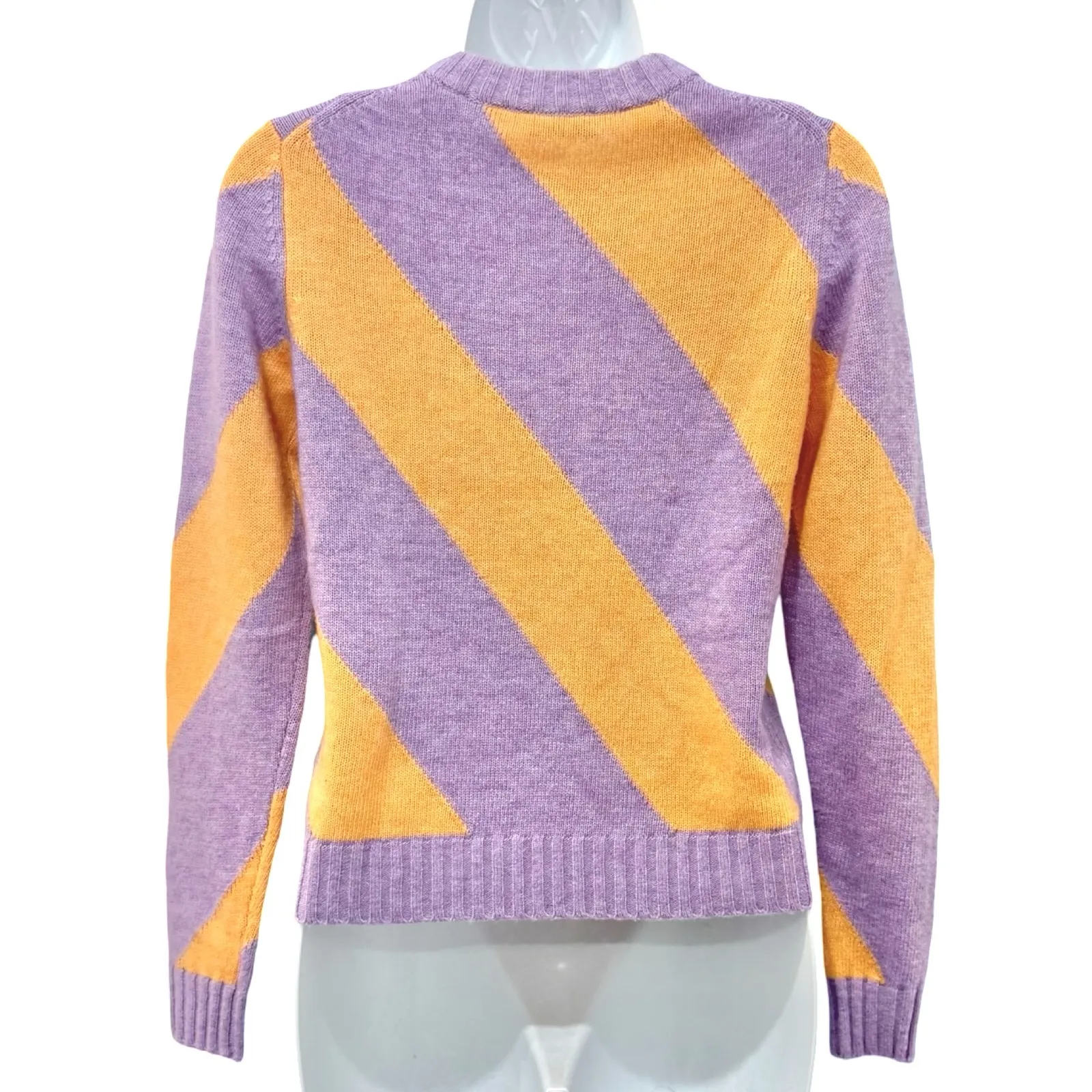 Esprit Purple Orange Diagonal Stripe Cashmere Blend Crew Neck Sweater size XXS - Image 6
