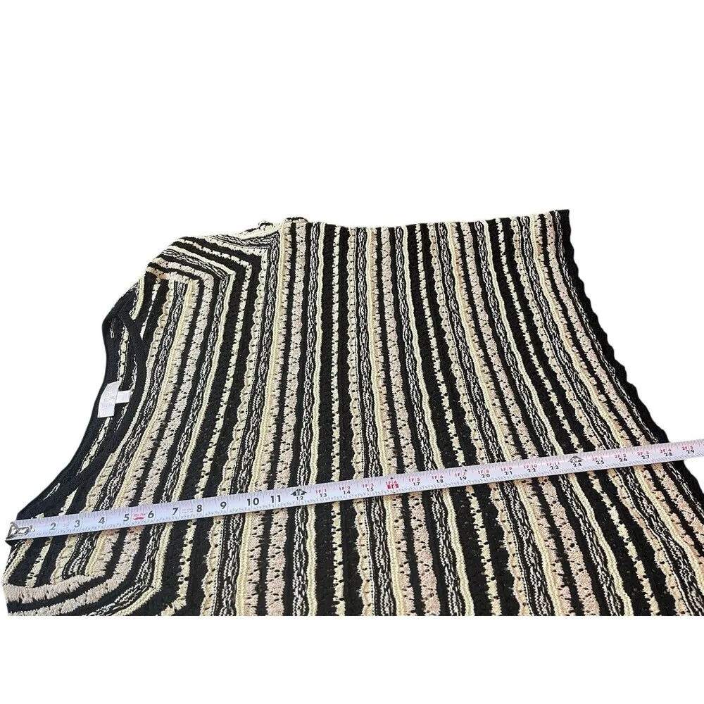 Belle Boho By Kim Gravel Textured Loose Knit Earth Tone Short Sleeve Sweater 3X Black - Image 8