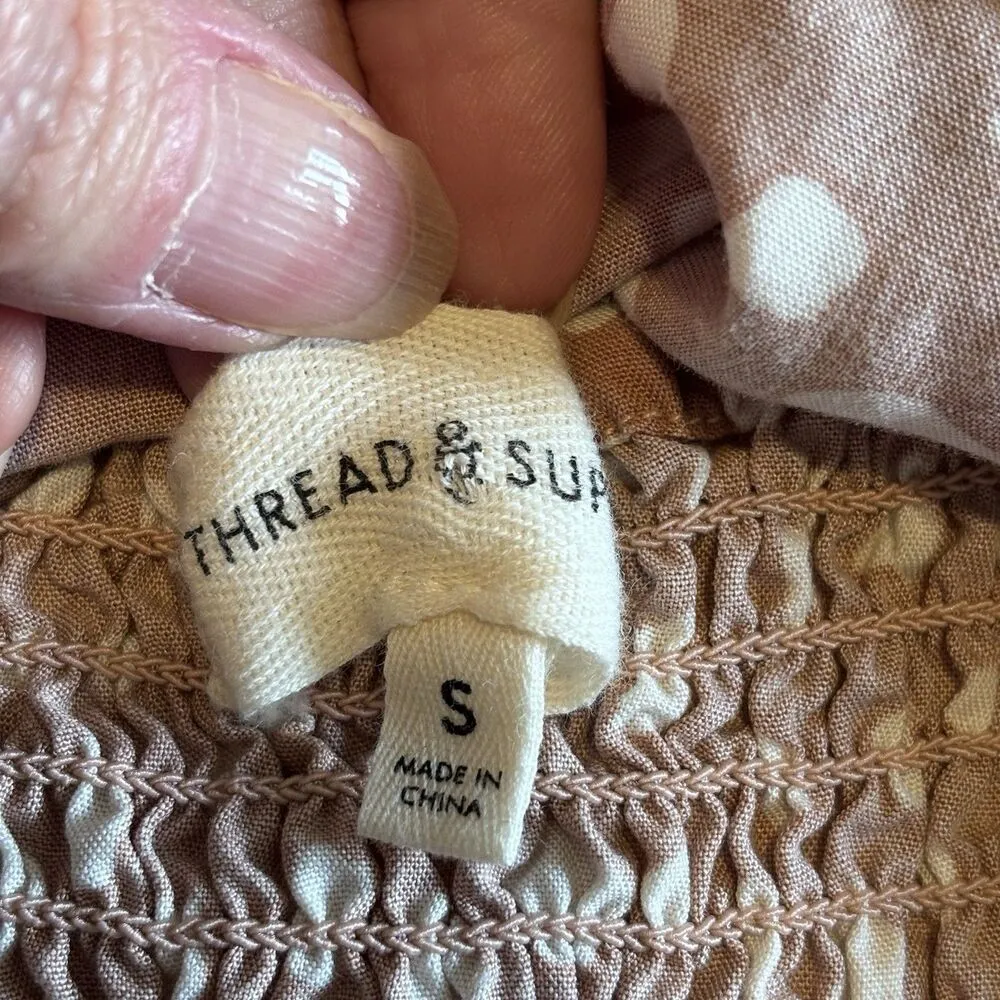 Thread & Supply Women Cropped Dot Tank Gold Rose sleeveless Size S - Image 5