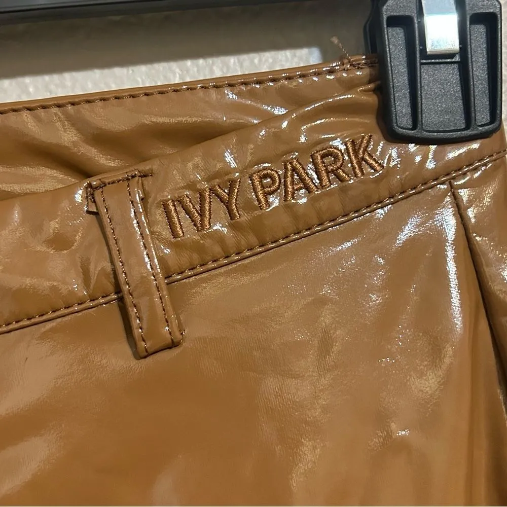Adidas x Ivy Park brown embroidered latex pants women’s size small - Image 7