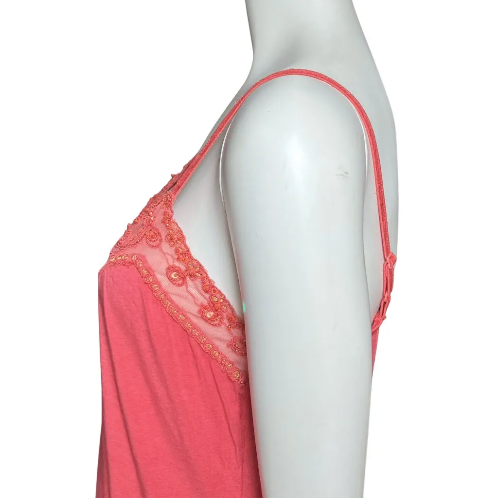 Vintage Y2K Coral Sequin Beaded Cami Going Out Top Fairycore. Medium/Large. Tank - Image 8