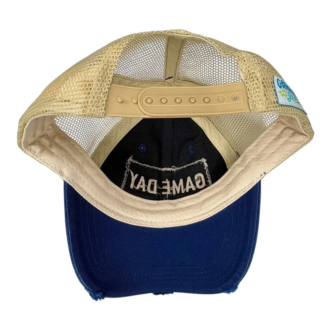 Genevieve Gail Game Day Trucker Hat Distressed Patch‎ Football Blue Orange - Image 7