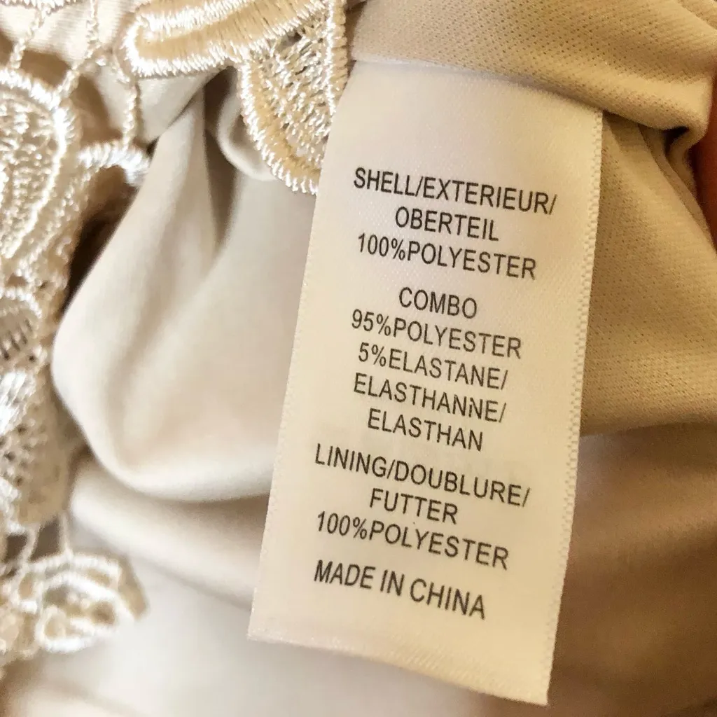 Adrianna Papell Lace Strapless Sheath Cocktail dress cream nude 12‎ - Image 6