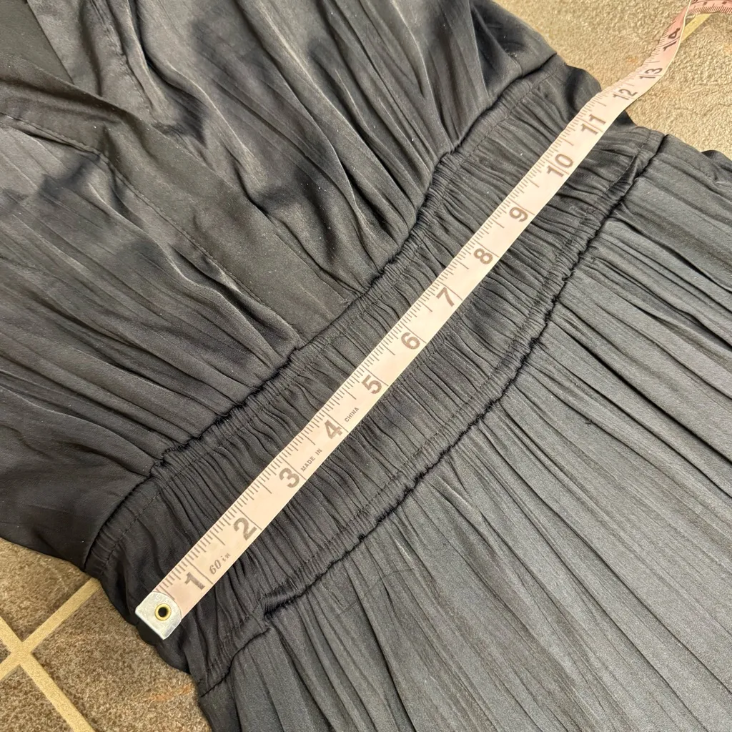 Anthropologie Somerset Satin Short Sleeve Long Maxi Dress Black XS - Image 12