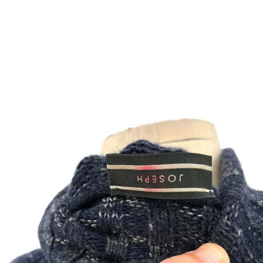 JOSEPH‎ Navy Blue Heathered Wool Turtleneck Sweater Size Medium - Image 9
