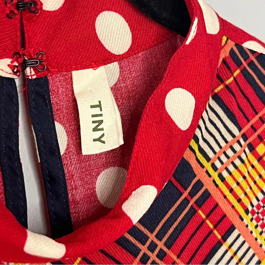 Polka Dot and Plaid Sleeveless Top Red - Image 5