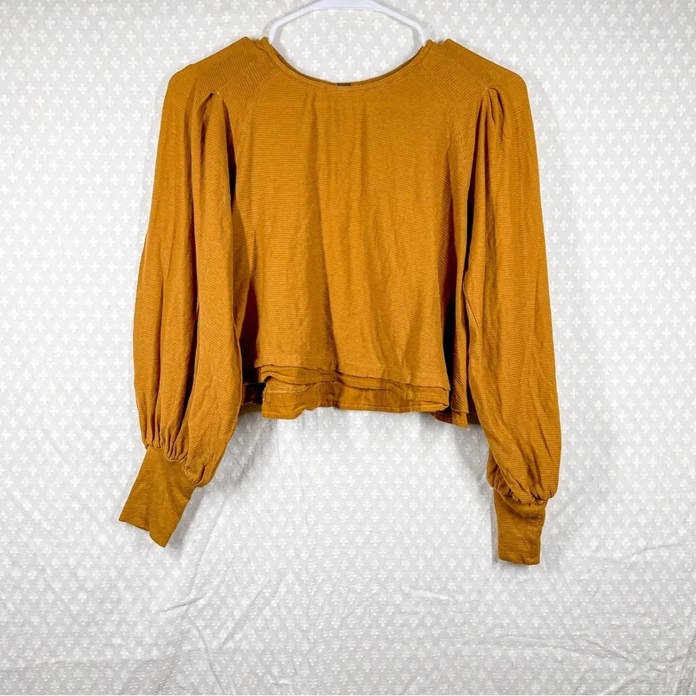 Free‎ People Yellow Orange Billie Balloon Sleeve Top - Image 2