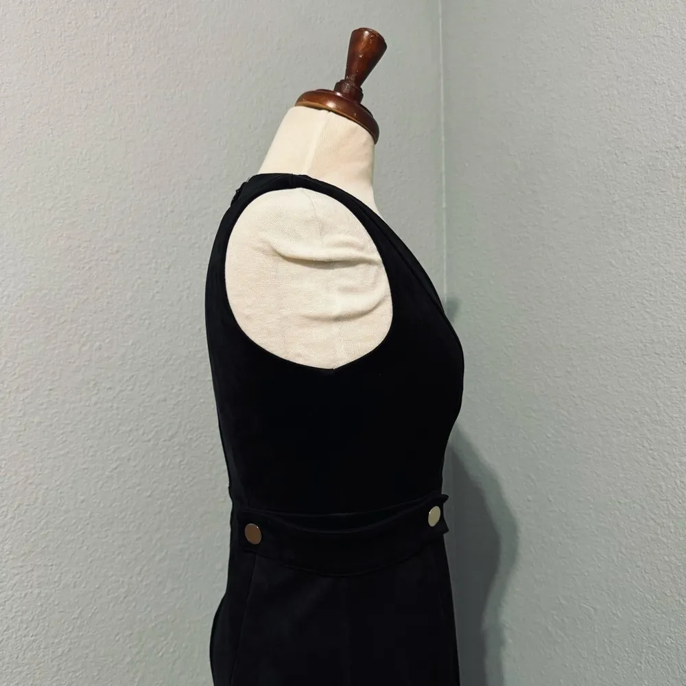 H&M Women Black Sleeveless V-Neck Short Lined Casual Dress Size 6 with Zipper - Image 7