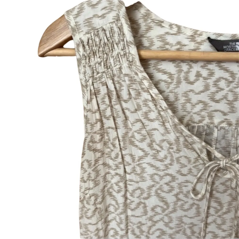 The North Face Sleeveless Taupe & White Scoop Neck Tank Top with Ties - Image 2