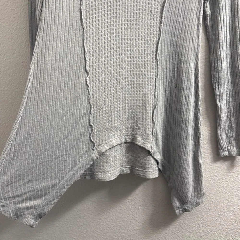 Knox Rose Thermal Waffle Knit Tunic Top Asymmetrical Hanky Hem V-Neck Size XS - Image 6