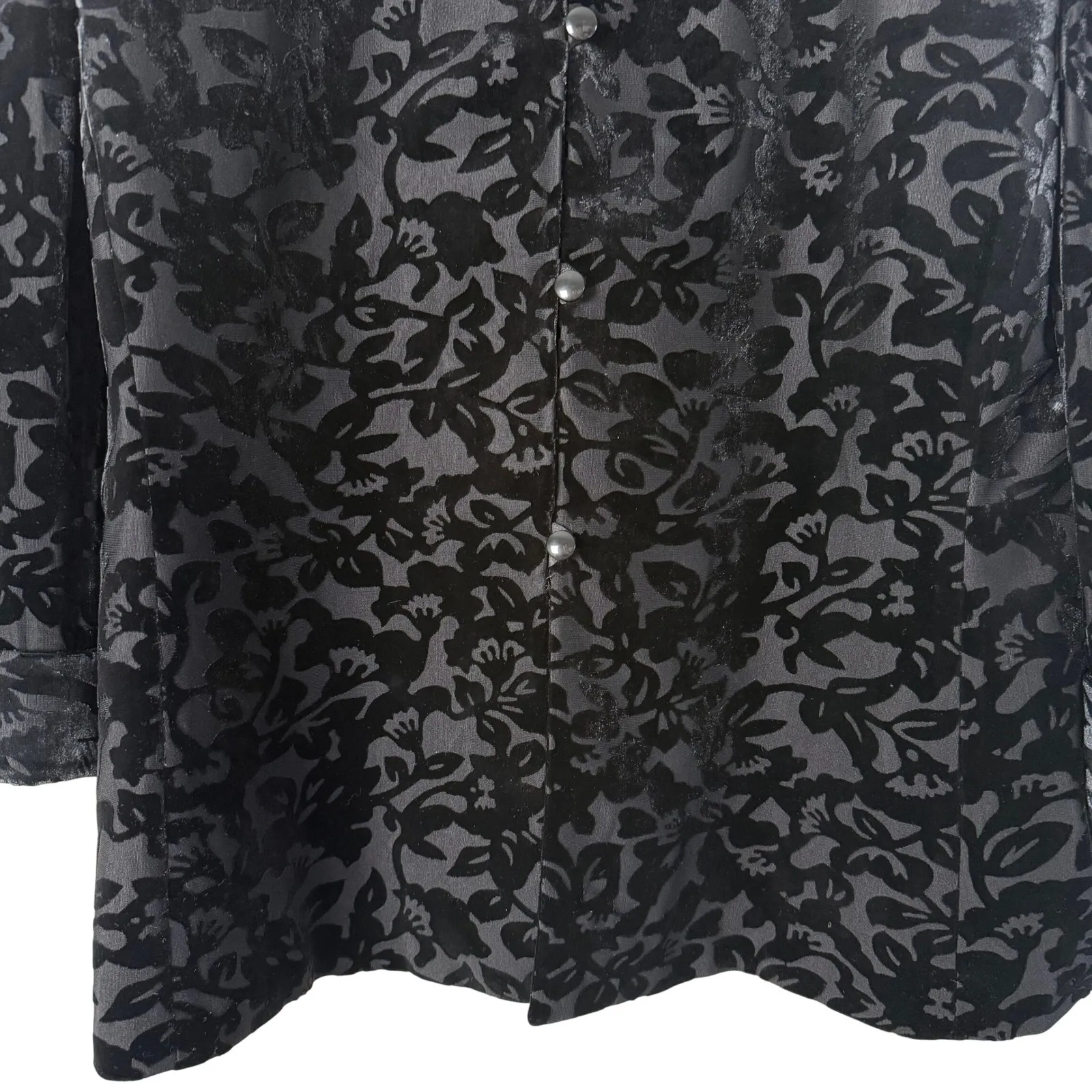Vintage Black Floral Burnout Velvet Preston York Blazer Jacket Womens Size 16 - Image 9