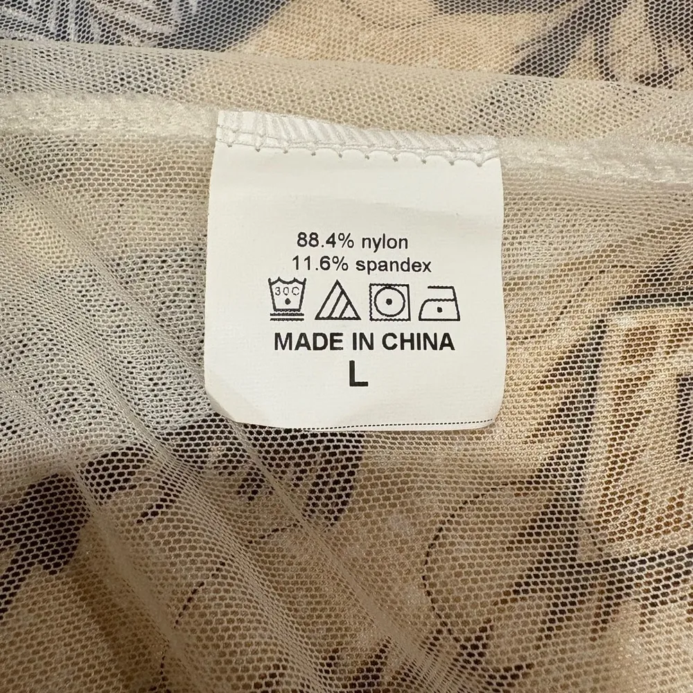 Elegant Off White Sheer Tie waist bathing suit cover up size L Size L - Image 6