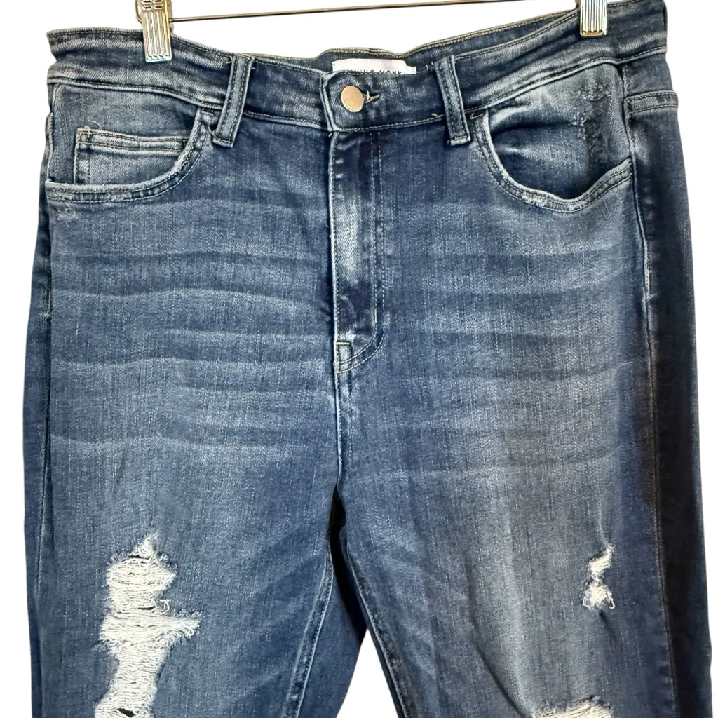 FLYING MONKEY HIGH RISE DISTRESSED RELEASED HEM FLARE JEANS - F4048 - WOMEN’S 31 - Image 4