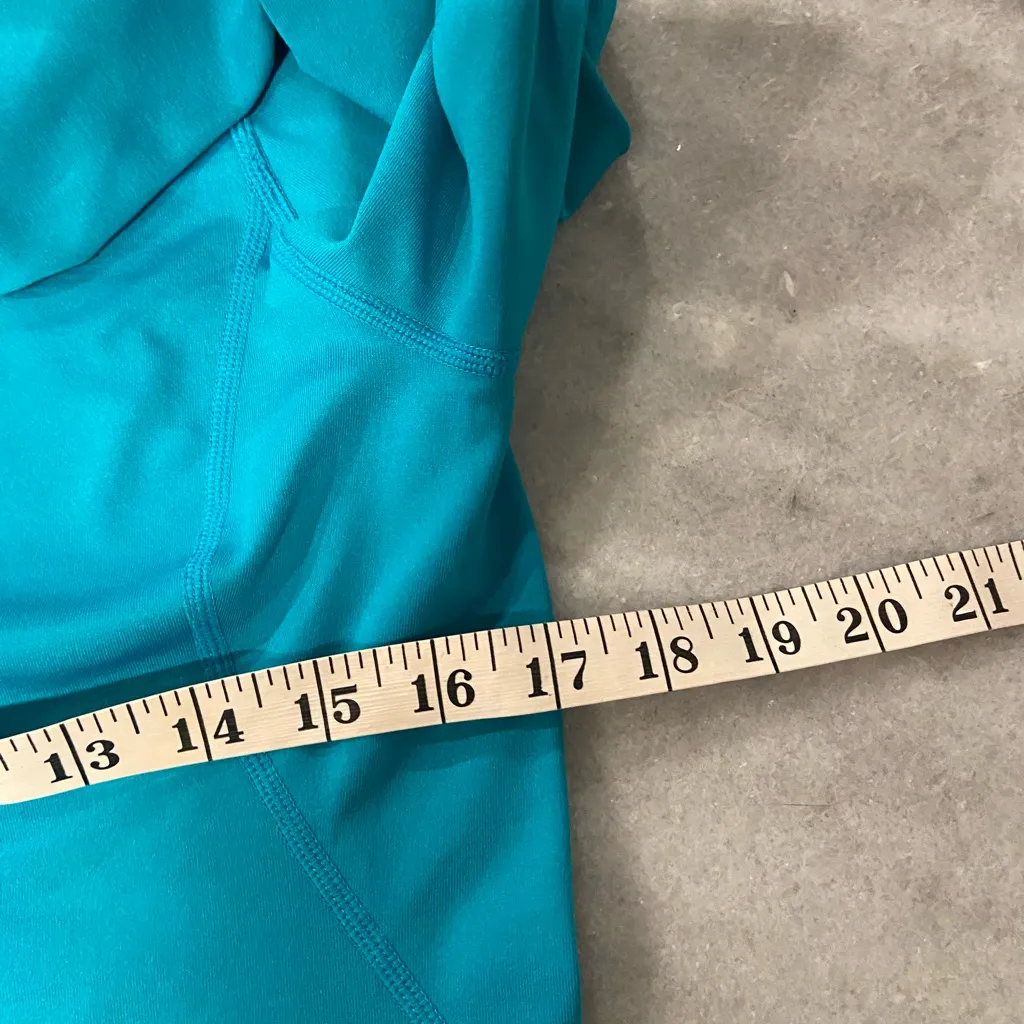 New Balance Size M Turqoise Mock Neck Fleece Half Zip Running Top Thumbholes - Image 11