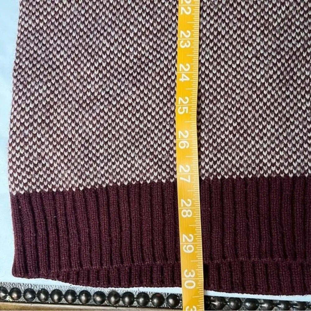 Next Womens Size L Wool Blend Fair Isle Red Cream Knit Sweater Dress Long Sleeve - Image 5