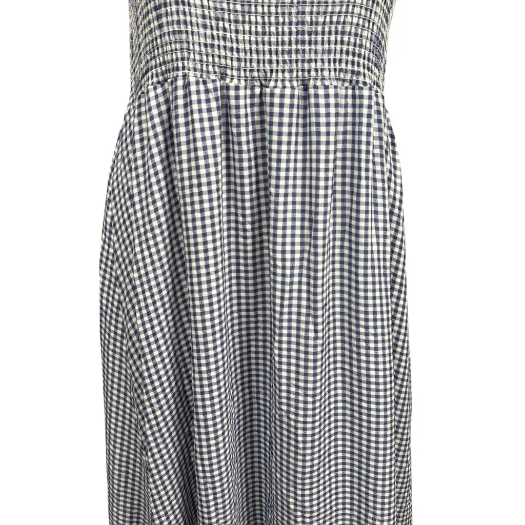 Blakeley Blue Gingham Maxi Dress Smocked Bodice Ruffle Straps Size L/XL - Image 3