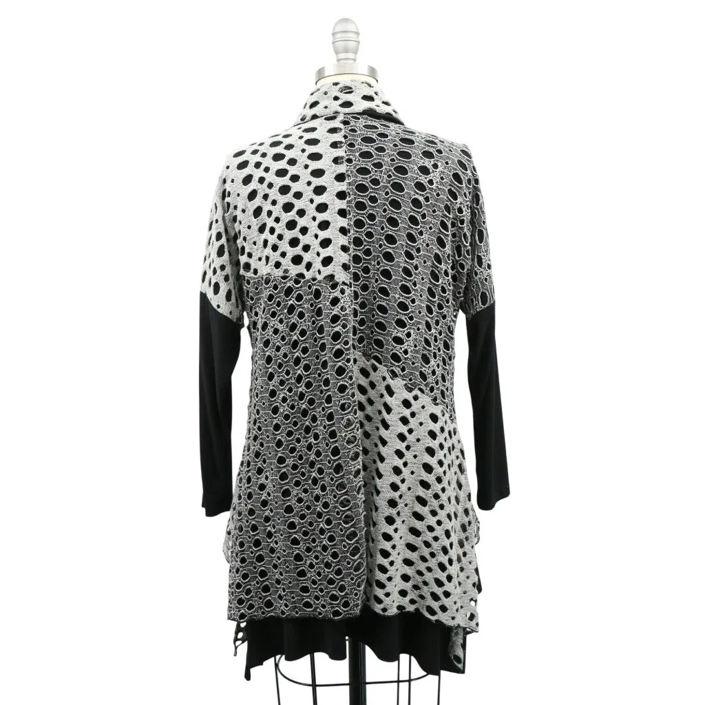 IC Collection by Connie K Black Gray Layered Asymmetrical Tunic w/ Scarf M Size M - Image 3