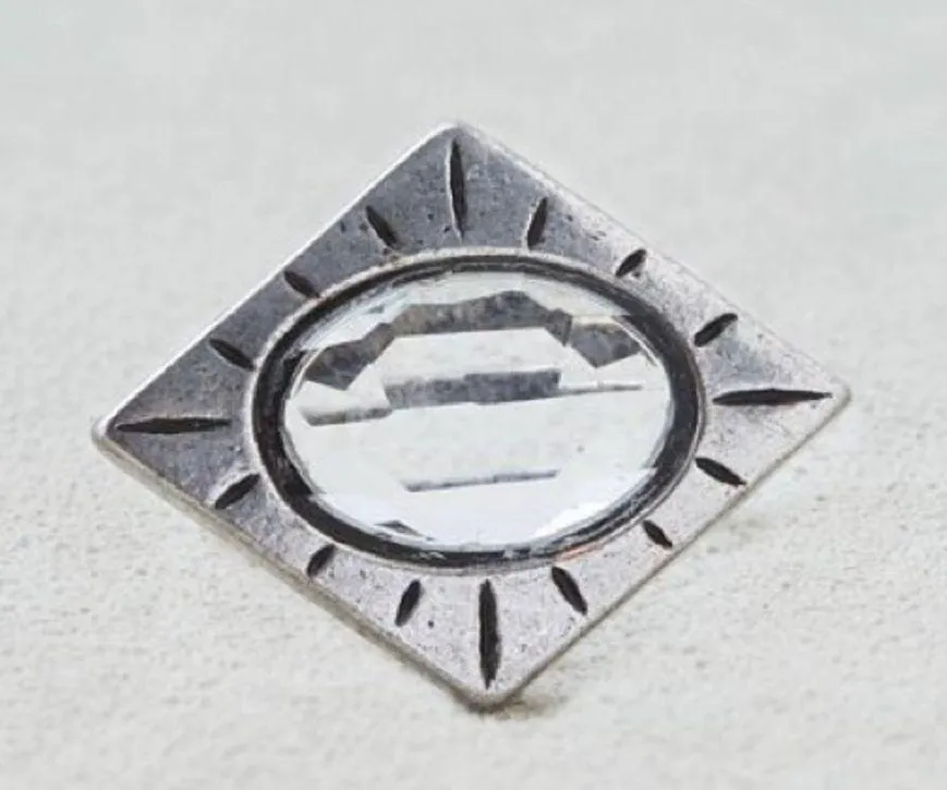 American Eagle Outfitters 𝅺aeo etched oval crystal edgy silver ring - Image 4