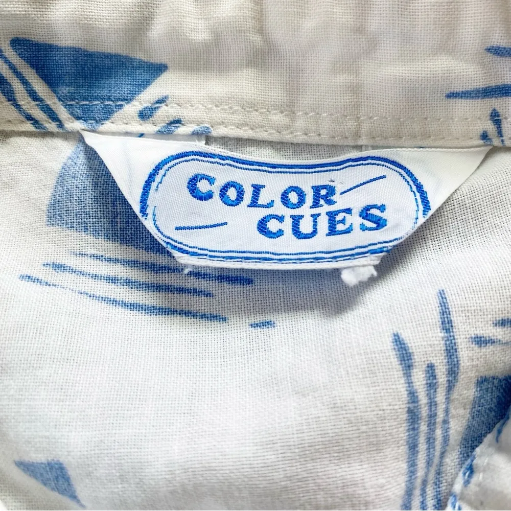 Vintage 1980s Color Cues Abstract Geometric Sailboat Summer Fun Button Down Top White Size undefined - Image 4