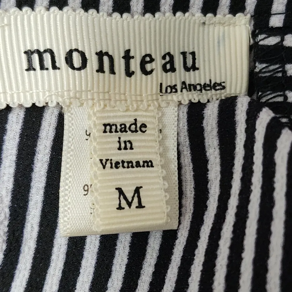 Monteau black cream striped keyhole jumpsuit size medium - Image 6