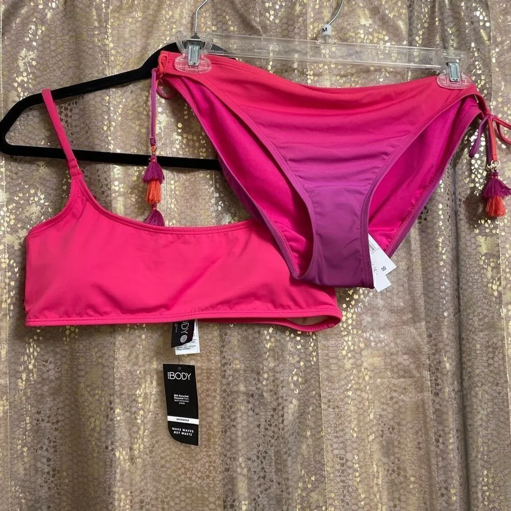 Bleu Rod Beattie Cotton On Pink Purple Ombre Tassel Bikini Set Large/12 NWT - Image 1
