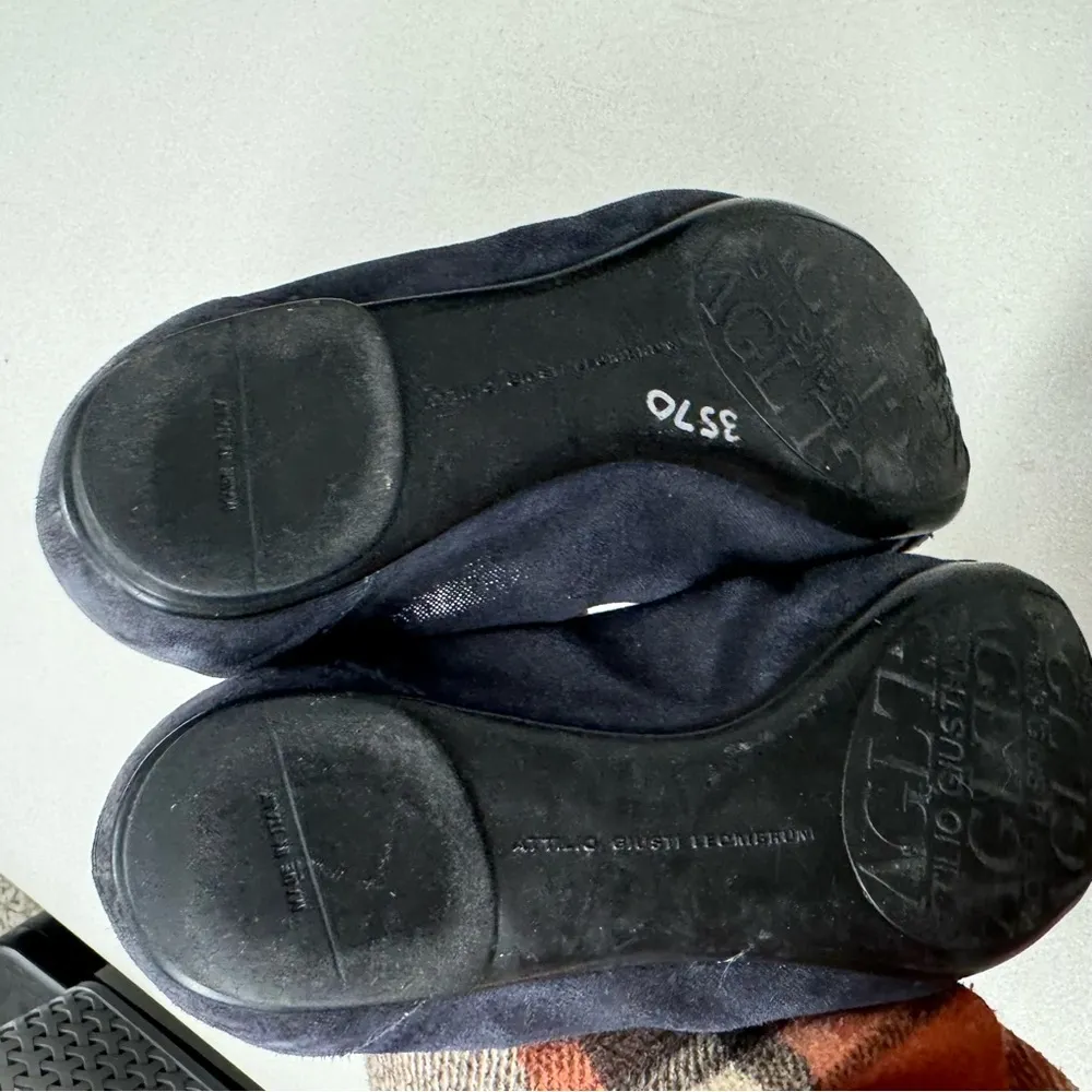 AGL Blue Suede Cap Toe Slip On Ballet Flats Womens 7.5 Fall Luxury Shoes Leather - Image 7