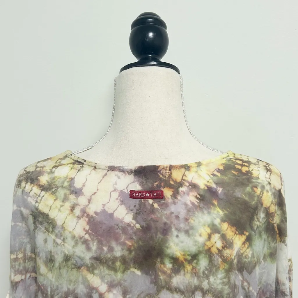 Hard Tail Tie Dye Oversized Extended Shoulder Short Sleeve Scoop Neck Top Yellow Size XS - Image 5