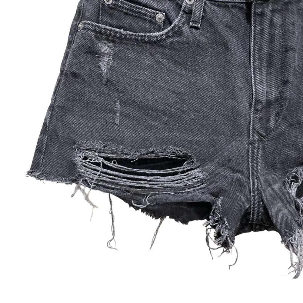 Lovers + Friends Jack High Rise Denim Shorts Distressed Black Size 29 - Image 2
