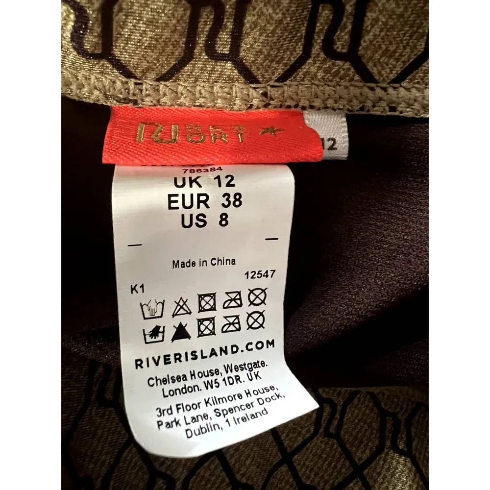 River Island Monogram Belted Brown High Waisted Bikini Swimsuit Bottoms Sz 8 New - Image 3