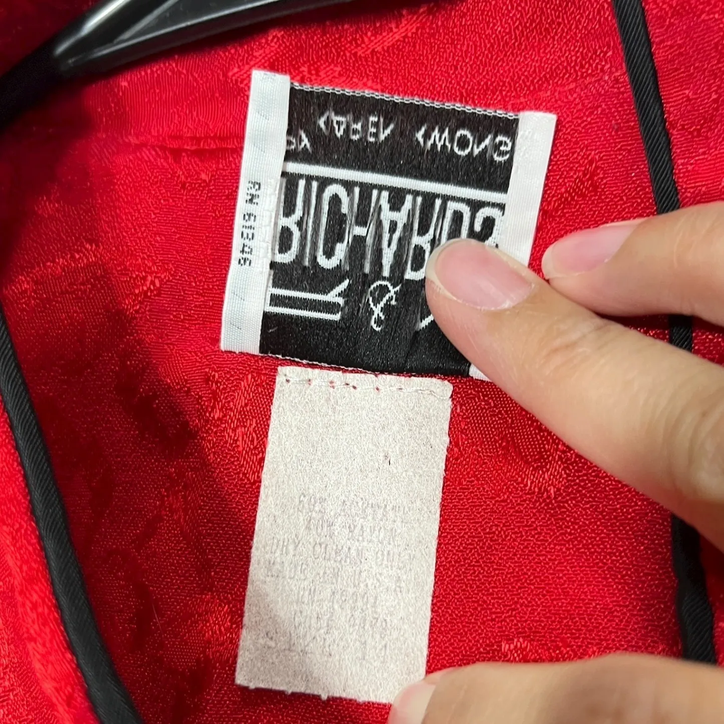 R&M‎ Richards Karen Kwong Red Floral Button Down Tunic Top Asian Style Size 14 - Image 6