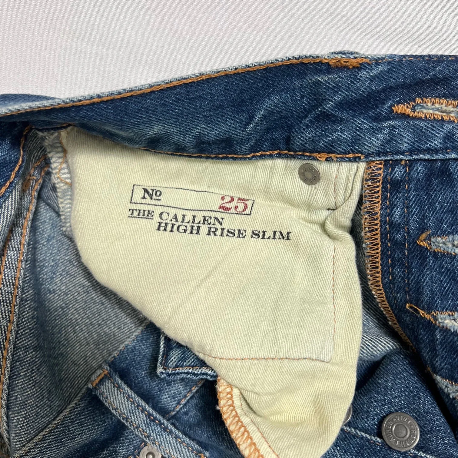 Polo Ralph Lauren Womens Denim Jeans‎ Split Hem Beaded Boho Detail Size 25R - Image 7