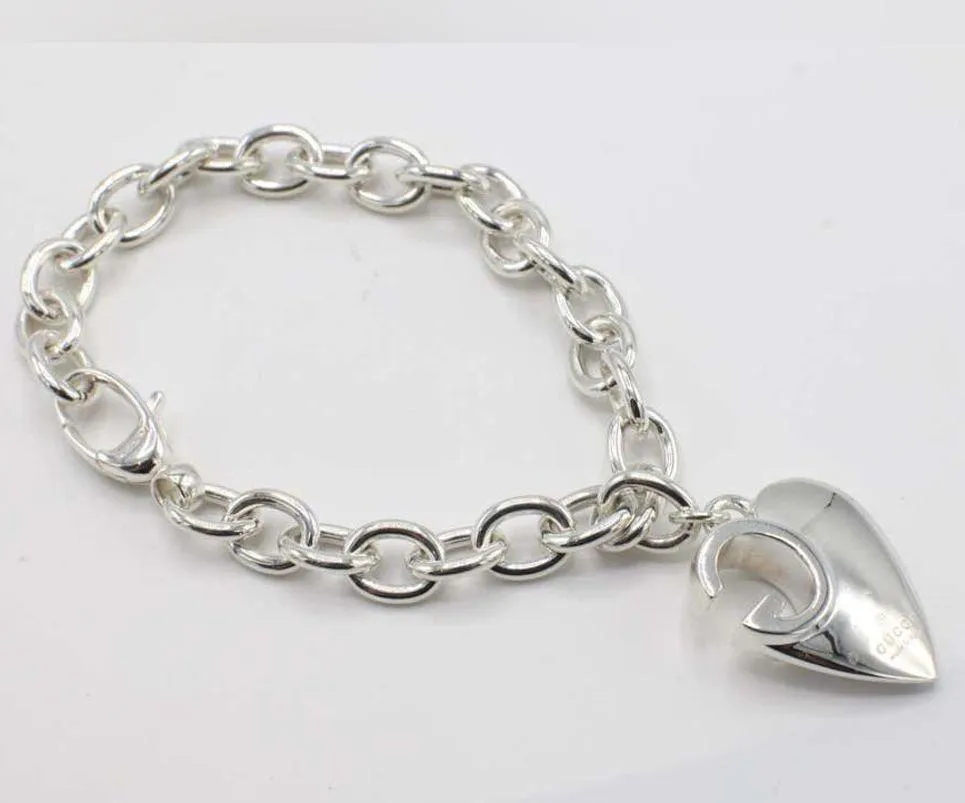 Gucci Sterling Silver GG Logo Heart Charm Bracelet - Image 2