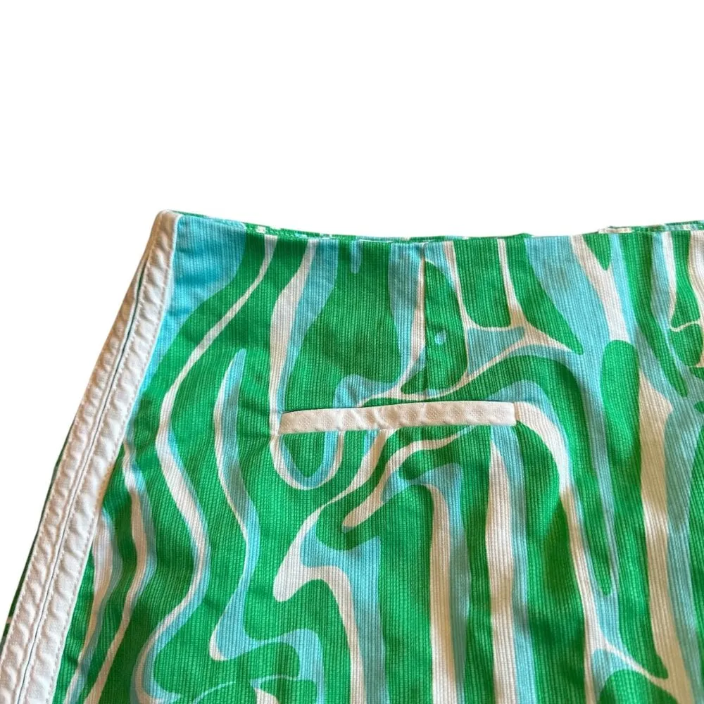 Lilly Pulitzer Green White Tierny Mini Skort Skirt Bold Print Cotton Size 4 - Image 3