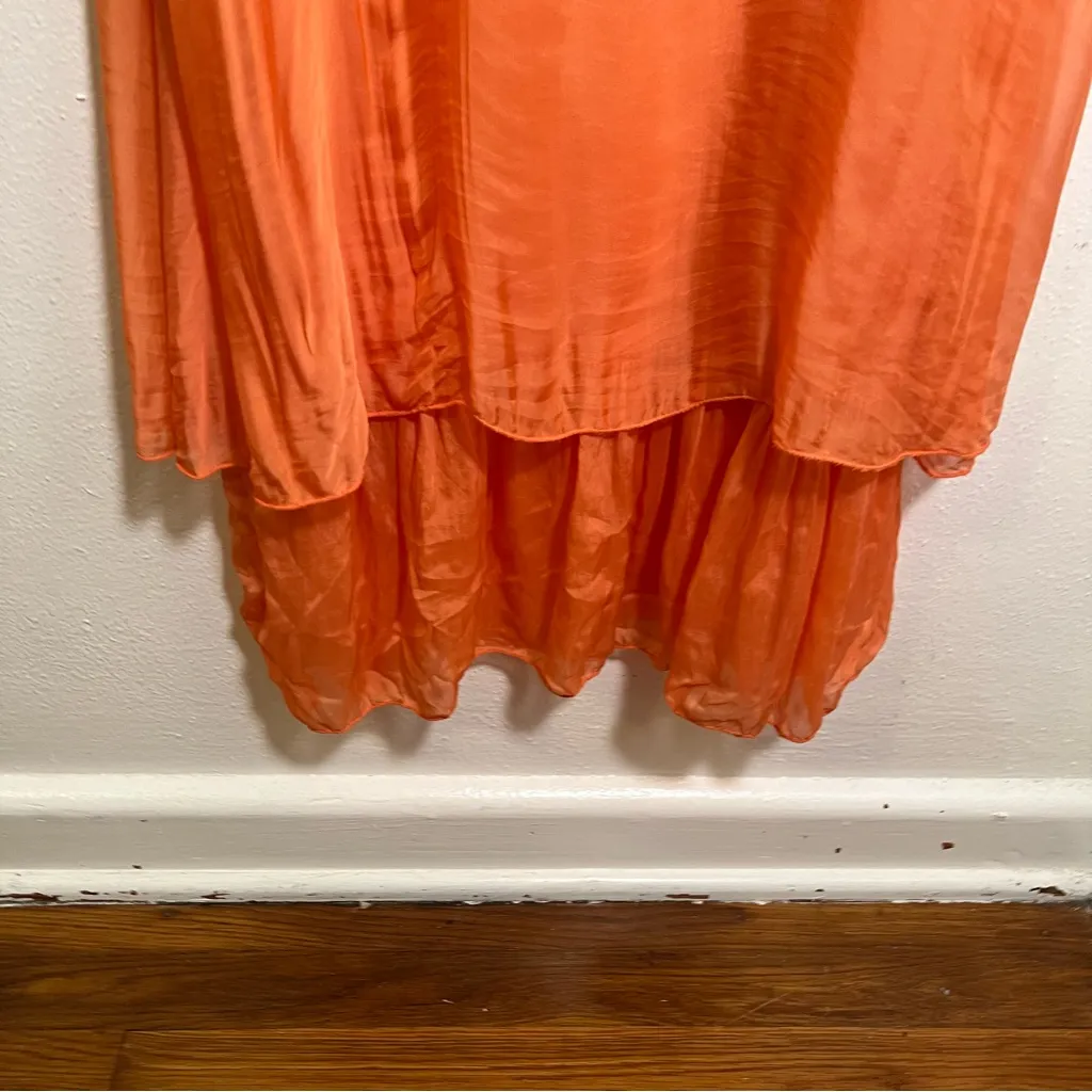 Catwalk Studio Sleeveless Silk Dress Orange Coral Size M - Image 4