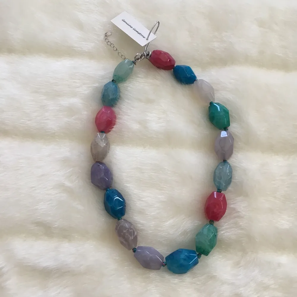 Genuine Agate Precious Stones Chunky Necklace - Image 2