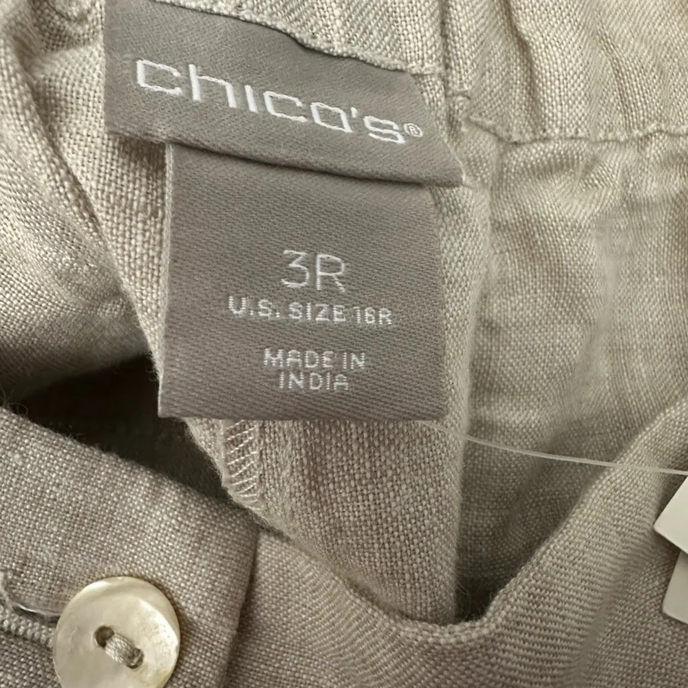 Chicos Linen Tapered Ankle Pant Size 3R 16 In Semi Natural Lagenlook NWT - Image 7