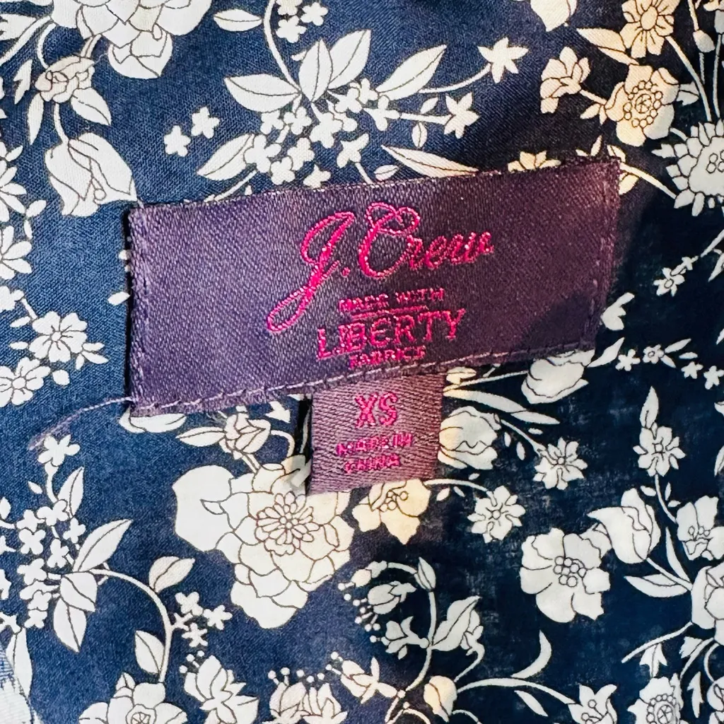 J. Crew Slim Perfect Liberty Summer Bloom Blue White Floral Print Shirt Blouse - Image 11